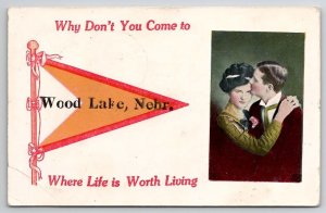 Wood Lake NE Romantic Pennant Davidson Family Long Pine Nebraska Postcard A38