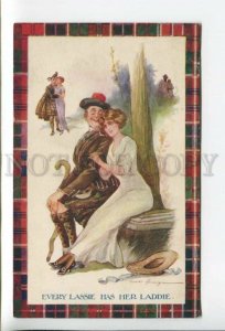 431738 SPURGIN Scotland Lovers TARTAN Vintage postcard Inter-Art #242