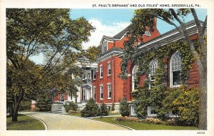 Greenville Pennsylvania 1930s Postcard St. Paul's Orphans And Old Folks Home