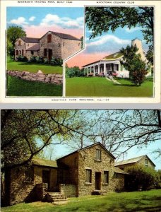 2~Postcards Rockford, IL Illinois MACKTOWN COUNTRY CLUB & WHITMAN'S TRADING POST