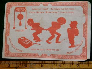 1870s-80s Van Stan's Stratena Bottle Cement Victorian Trade Card F6