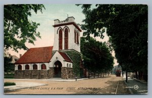 ATTLEBORO MA PILGRIM CHURCH N.MAIN STREET ANTIQUE POSTCARD