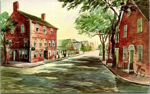 Vtg Nantucket Island MA Rotch Counting House Robert Brooks Painting Postcard