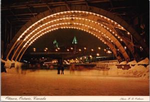 Skating Rideau Canal Ottawa Ontario ON Bridge Mackenzie King Unused Postcard D43