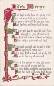 Motto Card Life's Mirror by Madeline S Bridges 1911