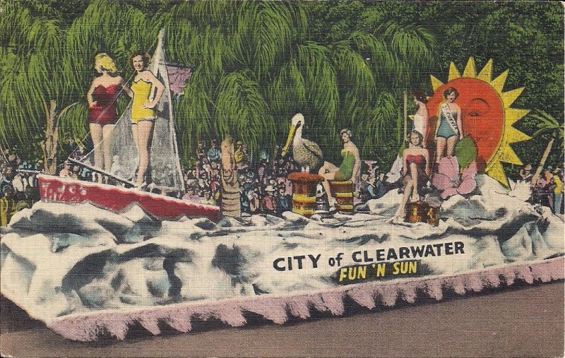 Clearwater FL, Sun n Fun Festival Parade Float, Beautiful Women Swimsuits 1950s