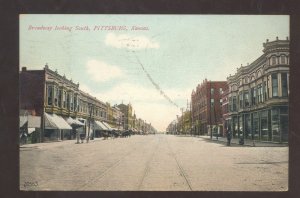 PITTSBURG KANSAS DOWNTOWN BROADWAY STREET SCENE VINTAGE POSTCARD 1908