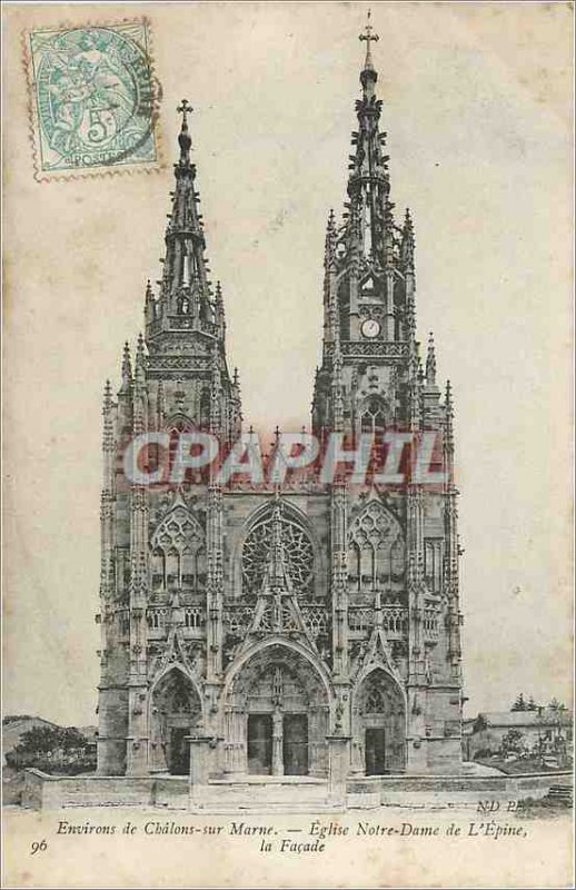 Old Postcard Chalons sur Marne surroundings Church of Our Lady of the Thorn F...