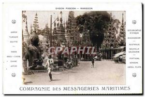Postcard Old Ship Boat couriers Maritimes Dagon Pagoda Yangon