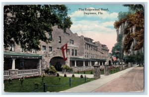 1916 Ridgewood Hotel & Restaurant Dirt Road US Flag Daytona Florida FL Postcard