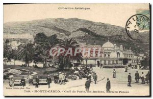 Old Postcard Monte Carlo Cafe de Paris Riviera Palace Gardens