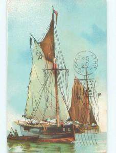 Divided-Back BOAT SCENE Great Nautical Postcard AB0434