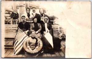 Group Picture On Pier Muslims Flags Salvavida Postcard