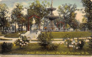 Parkersburg West Virginia 1910 Postcard Jackson Memorial Fountain City Park