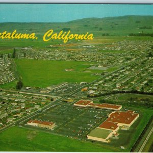 c1960s Petaluma, Cal Birds Eye Aerial Plaza Shopping Center Mall 101 Hwy CA A216