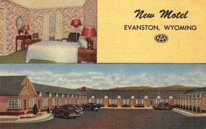 NEW MOTEL Evanston, Wyoming Lincoln Hwy Roadside c1940s Linen Vintage Postcard