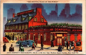Jack Dempseys Restaurant Madison Square Garden New York City WOB Postcard 