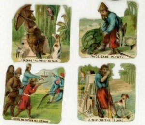 1870's-80's Robinson Crusoe Story Scenes Lot Of 13 Victorian Die Cut X112