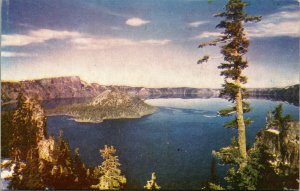 Vtg Crater Lake Cascade Mountains Klamath County Oregon OR Chrome Postcard