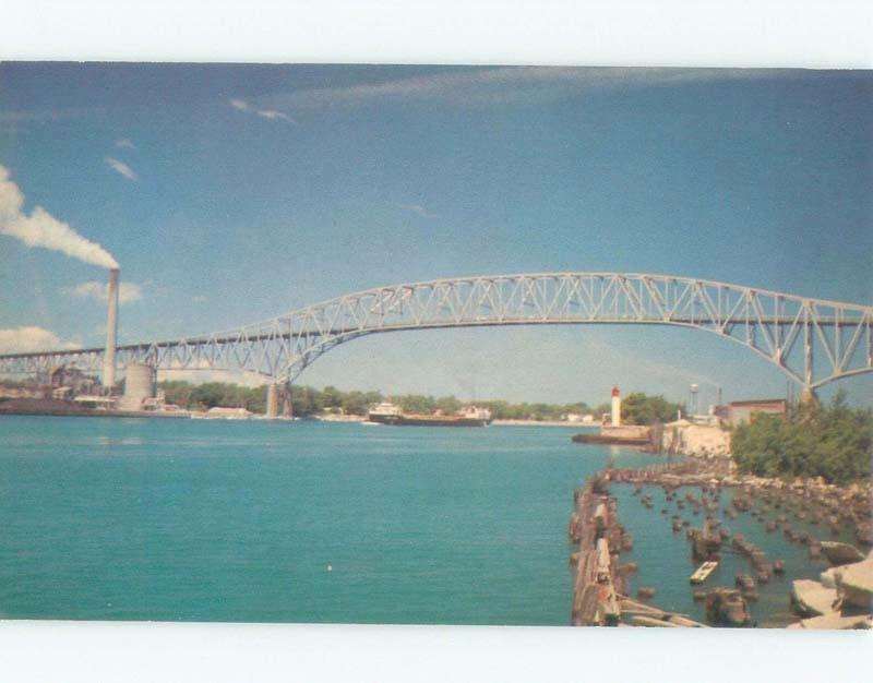 Unused Pre-1980 LAKE FREIGHTERS UNDER BLUEWATER BRIDGE Sarnia Ontario ON d3468