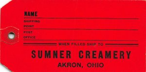 H63/ Akron Ohio Advertising Trade Card c1930s Sumner Creamery Tag