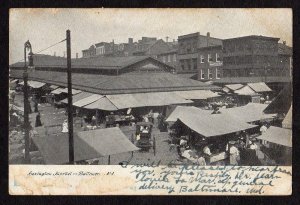 1907 LEXINGTON MARKET BALTIMORE MARYLAND ANTIQUE POSTCARD TO GLEN ROCK NEBRASKA