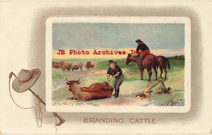 Western Scene, Branding Cattle, Cowboys Working, BB London No E83