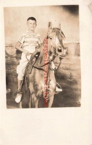 Boy on Horse, RPPC