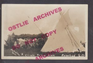 Valentine NEBRASKA RPPC c1920 SIOUX TEPEE Indian Camp Indians CHIEF Rosebud SD