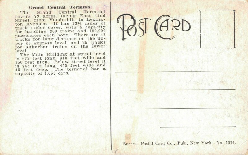 USA Grand Central Terminal New York Unposted 03.64
