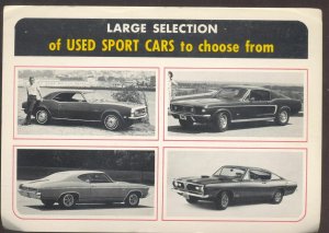 1967 CAMARO FORD MUSTANG BARRACUDA CHEVELLE CAR DEALER ADVERTISING POSTCARD