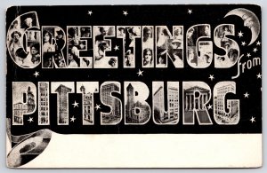 1908 Greetings From Pittsburgh Pennsylvania PA Large Letter Posted Postcard