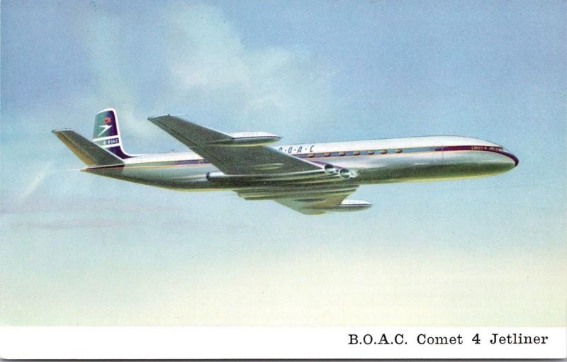 BOAC Comet 4 Jetliner De Havilland Aircraft Co. Ad Advert Unused Postcard D66