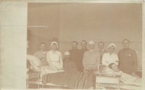 WWI RPPC Postcard Soldiers and Nurses In European Hospital