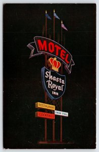 Mt Shasta CA Extreme Closeup~Nice Neon Sign @ Night~Royal Shasta Motel~Route 99 