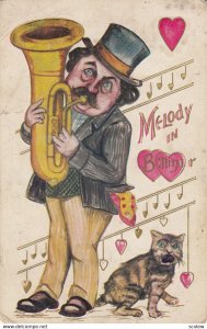 VALENTINE'S DAY, PU-1910; Melody In B-mine-r, Men Playing A Tuba