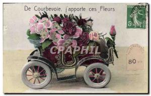 Old Postcard Courbevoie J brings These Automotive Flowers