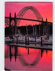 Postcard Yaquina Bay Bridge At Sunset, Newport, Oregon