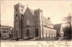 Congregational Church, Brighton MA, Undivided Back Vintage Postcard L73 