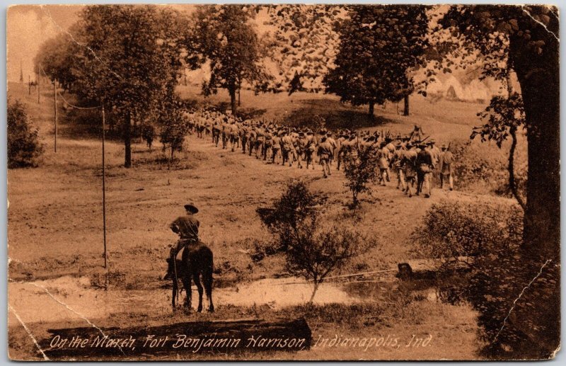 1908 On The March Fort Benjamin Harrison Indianapolis Indiana IN Posted Postcard