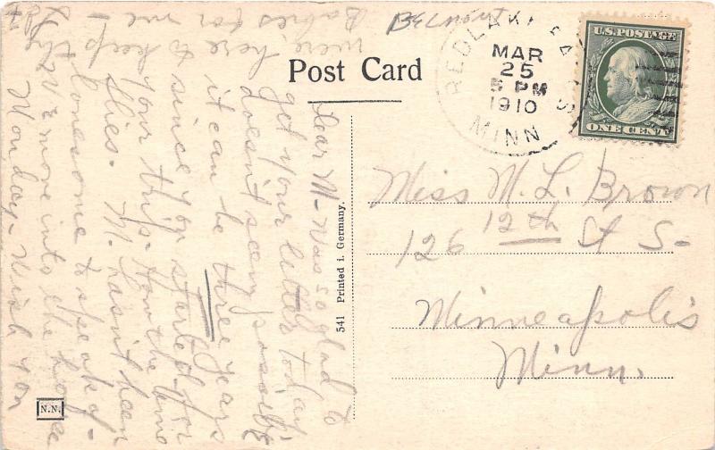 E68/ Barnesville Ohio Postcard 1910 Fancy Border Woman School Building