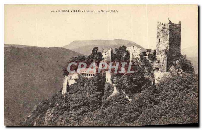 Old Postcard Ribeauville Chateau of Saint Ulrich