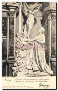 Italy Torino Old Postcard Basilica di Superga Monumento a Duchessa Maria Vitt...