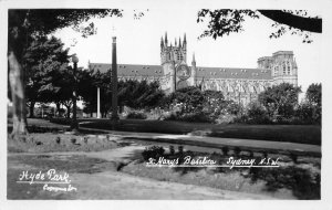 RPPC ST. MARY'S CATHEDRAL HYDE PARK AUSTRALIA REAL PHOTO POSTCARD (c. 1920s)!