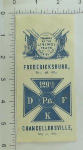 1860's Civil War Fredericksburg and Chancellorsville Card P113