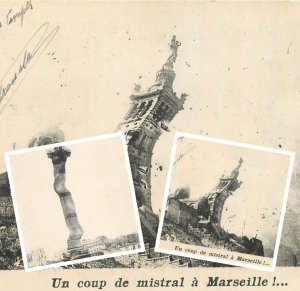 Mistral wind at Paris unit of 2 surrealism postcards France c.1919