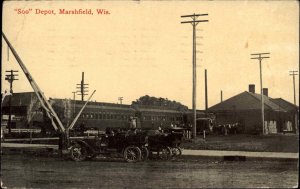 Marshfield WI Soo Depot RR Train Station c1910 Postcard