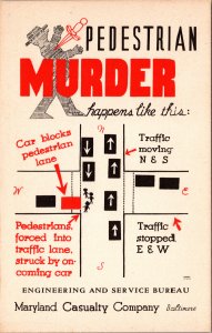 Postcard Pedestrian Murder Traffic Safety Maryland Casualty
