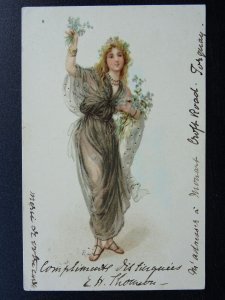 Glamour & Beauty LADY WITH FLOWERS c1901 UB Postcard Queen Victoria 1d Lilac
