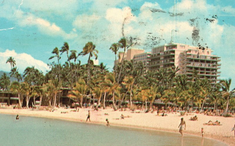 Vintage Postcard 1969 Hilton Hawaiian Village Sunny Adventure Evening Magic Hawa